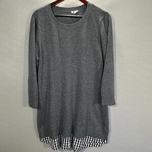 Anthropologie Moth Sweater Womens Large Gray Wool Blend Layered Look Tunic